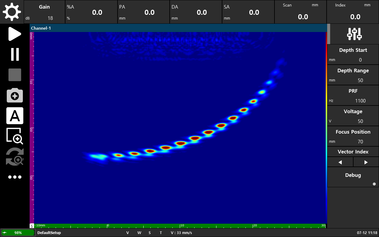 Real-time TFM & PAUT scan screen